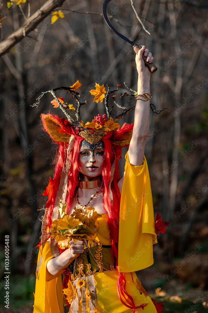 Deer girl in the autumn forest Deer girl in the autumn forest
