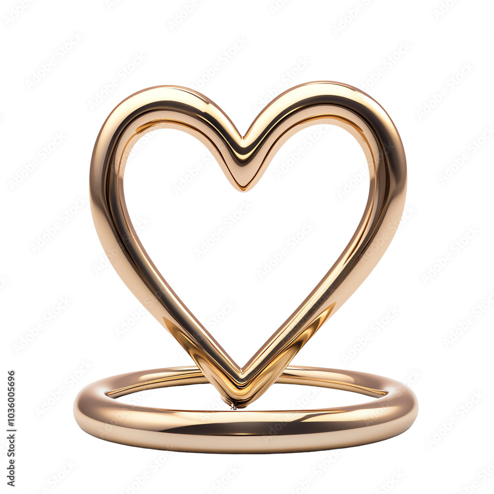 Gold heart sculpture with a modern design, isolated on a white background. Gold heart sculpture with a modern design, isolated on a white background.