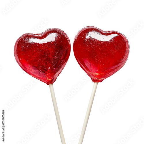 Wallpaper Mural Red heart-shaped lollipops on sticks, white isolate background. Torontodigital.ca
