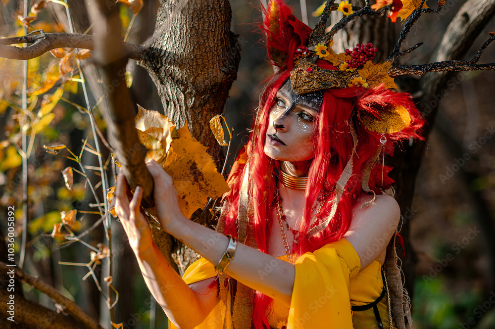 Deer girl in the autumn forest Deer girl in the autumn forest
