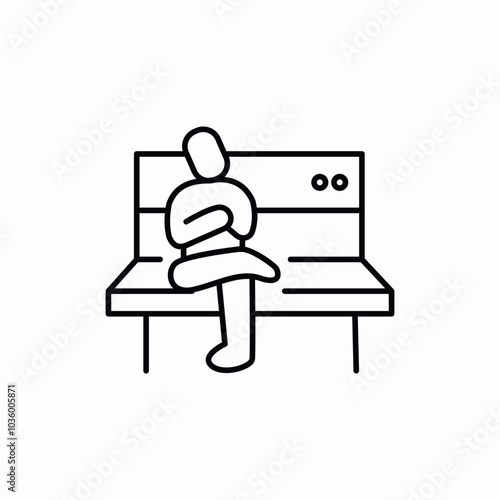 sitting on bench icon sign vector