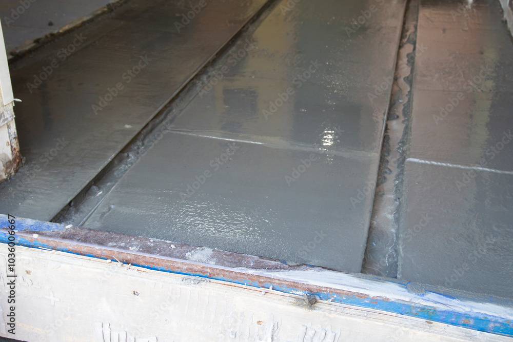 Installing ceramic tiles on the floor in an office space. Installing ceramic tiles on the floor in an office space.