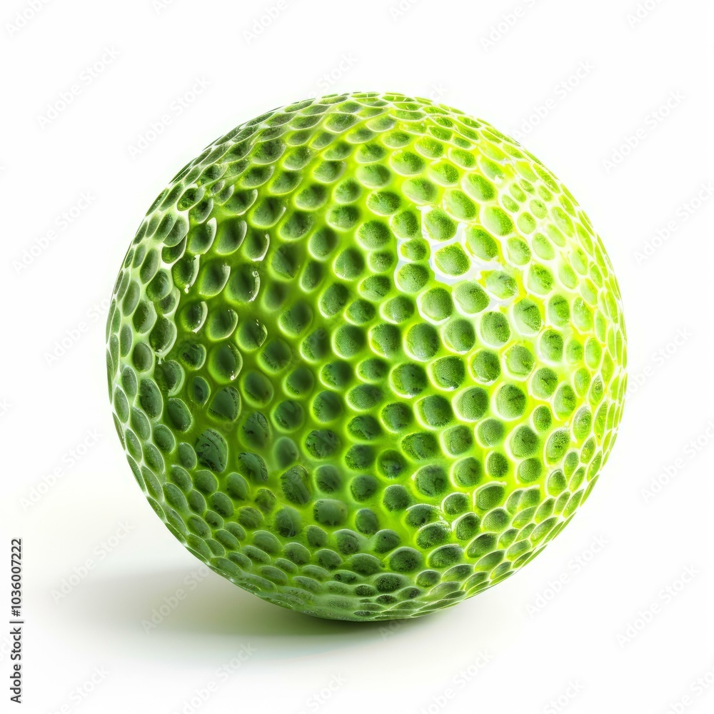 Green golf ball is sitting on a white background casting a shadow Green golf ball is sitting on a white background casting a shadow
