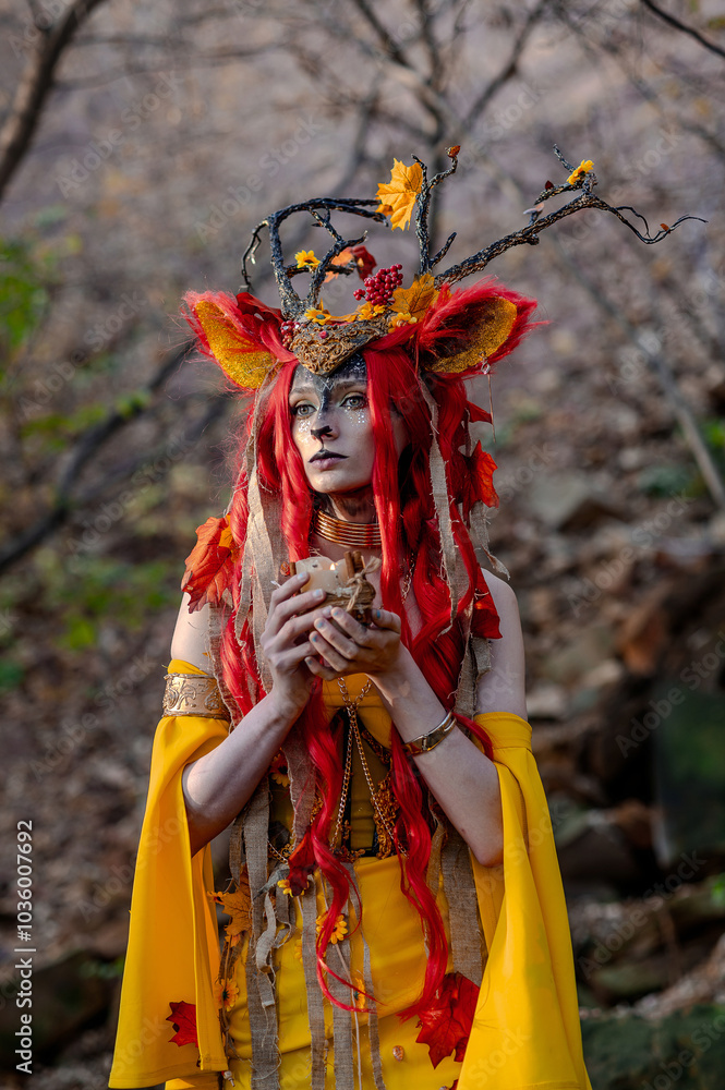 Deer girl in the autumn forest Deer girl in the autumn forest