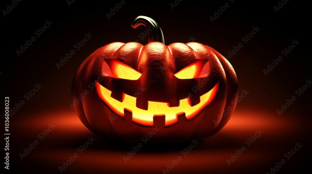 A pumpkin with a scary face on it A pumpkin with a scary face on it