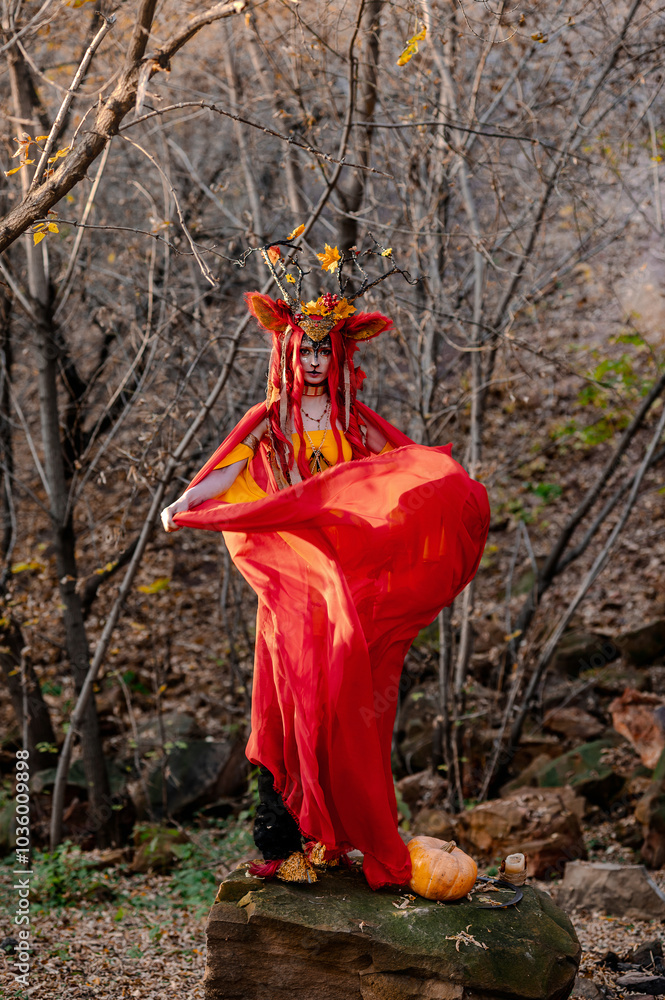 Deer girl in the autumn forest Deer girl in the autumn forest