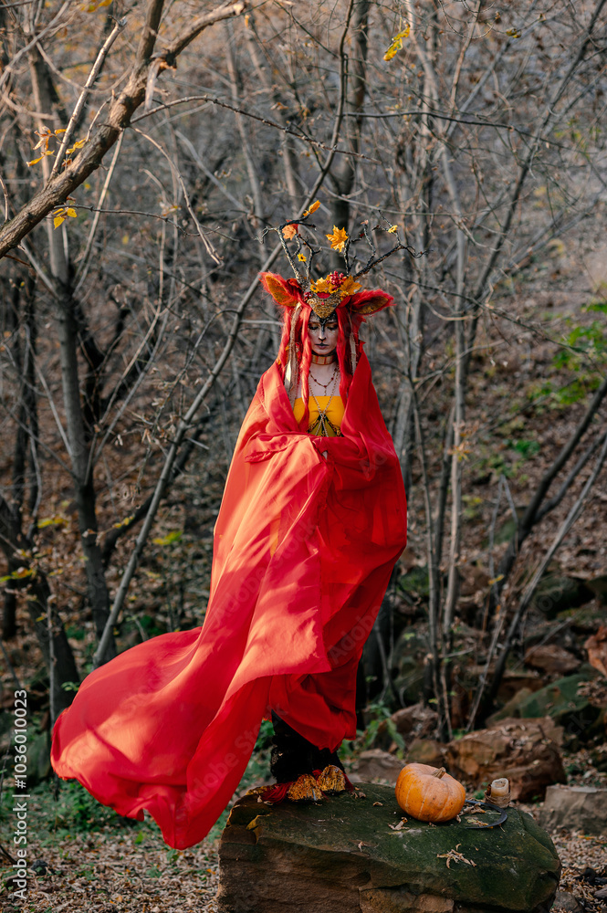Deer girl in the autumn forest Deer girl in the autumn forest