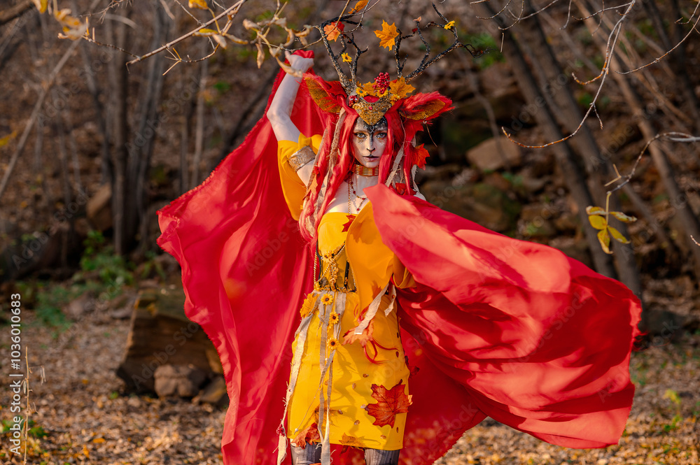 Deer girl in the autumn forest Deer girl in the autumn forest