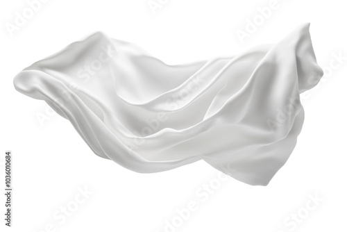 White floating cotton fabric isolated on transparent background.