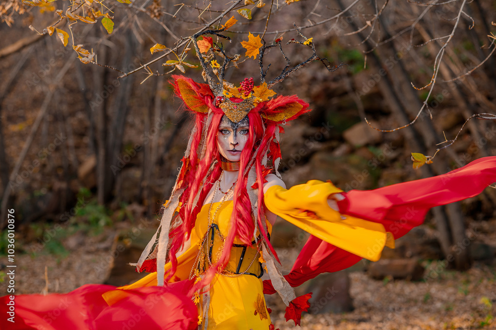 Deer girl in the autumn forest Deer girl in the autumn forest