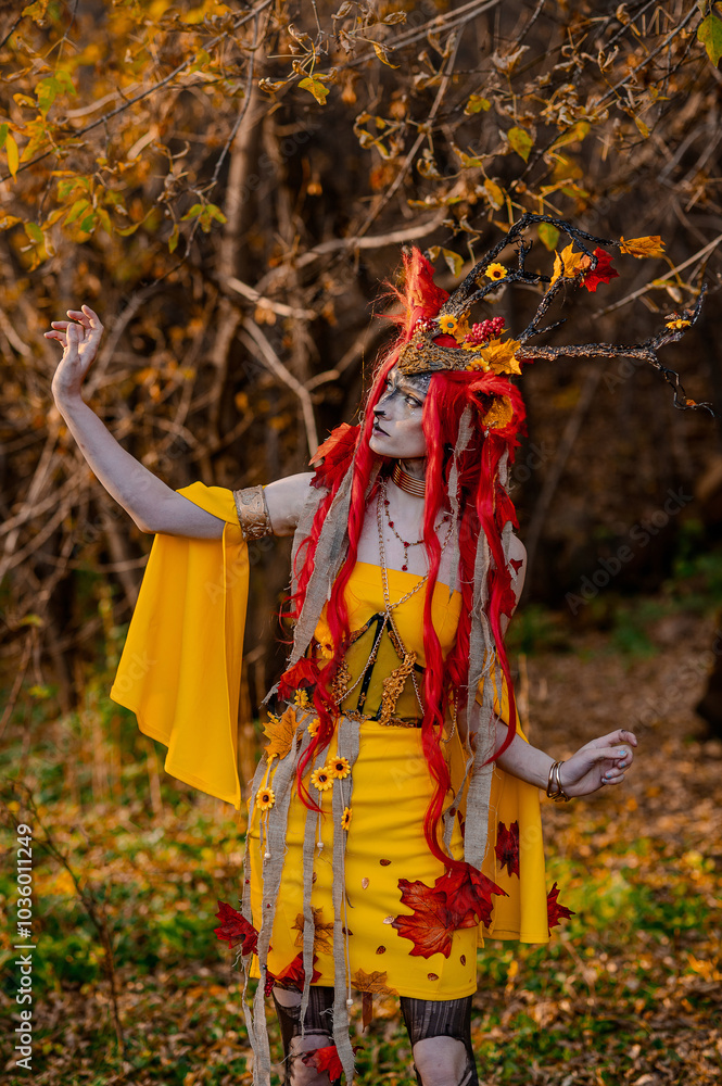 Deer girl in the autumn forest Deer girl in the autumn forest