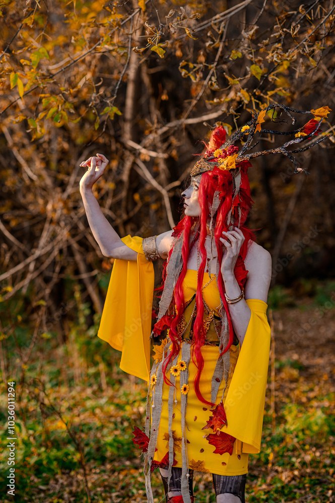 Deer girl in the autumn forest Deer girl in the autumn forest