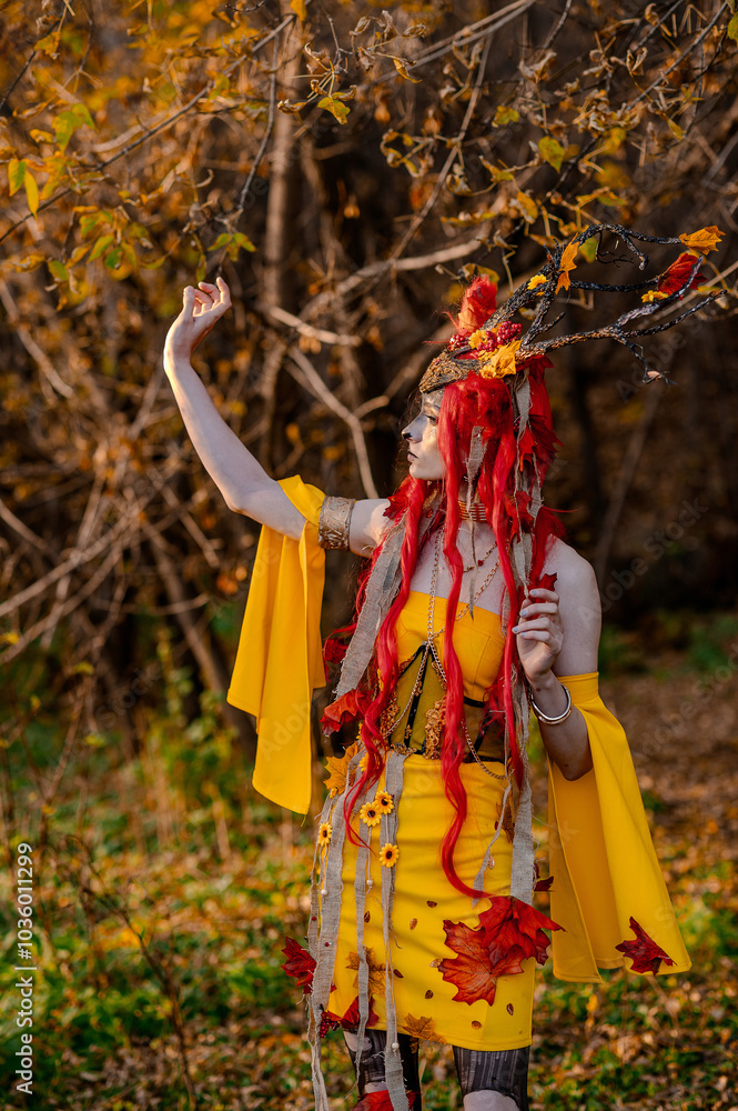 Deer girl in the autumn forest Deer girl in the autumn forest