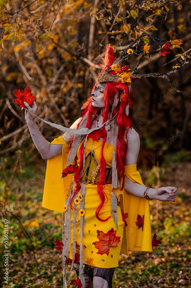 Deer girl in the autumn forest Deer girl in the autumn forest