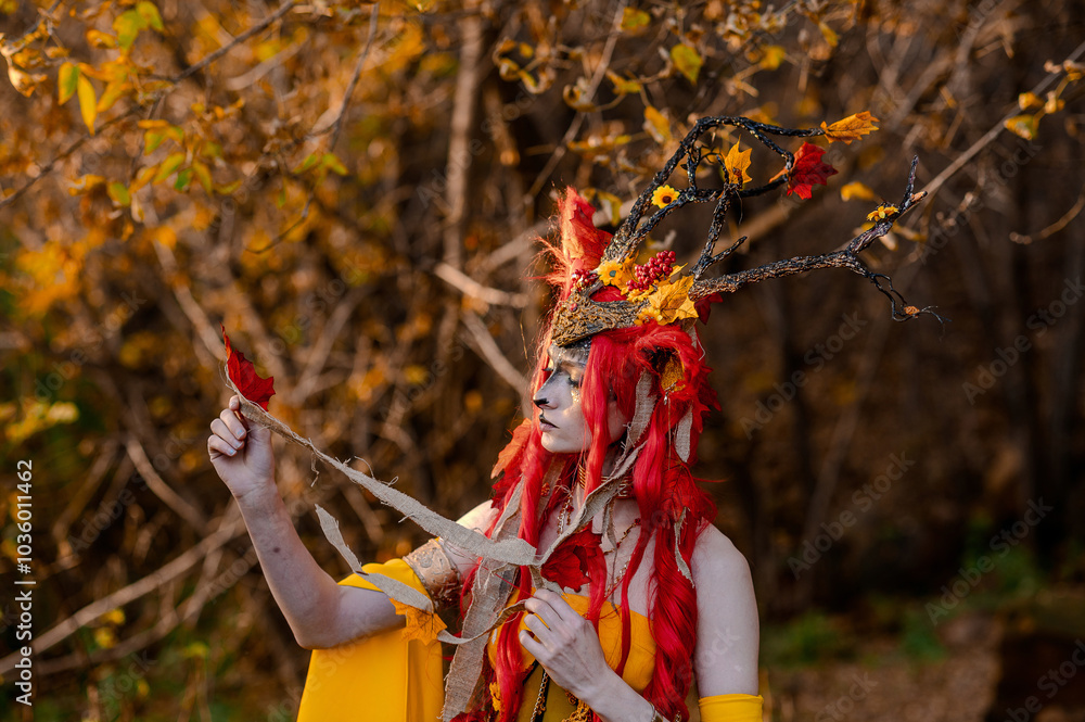 Deer girl in the autumn forest Deer girl in the autumn forest