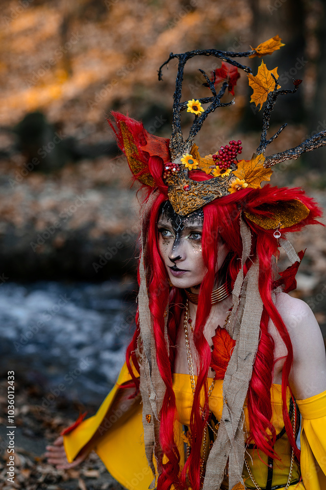 Deer girl in the autumn forest Deer girl in the autumn forest