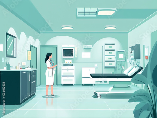 Wallpaper Mural treatment room with medical equipments illustration Torontodigital.ca