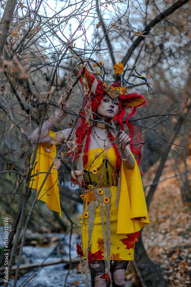 Deer girl in the autumn forest Deer girl in the autumn forest