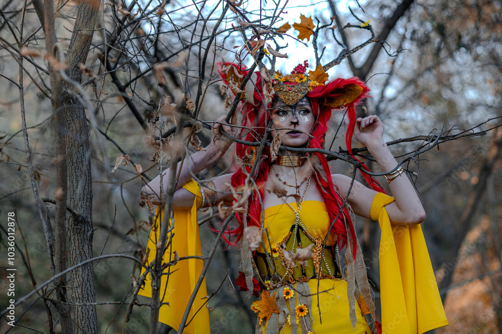 Deer girl in the autumn forest Deer girl in the autumn forest
