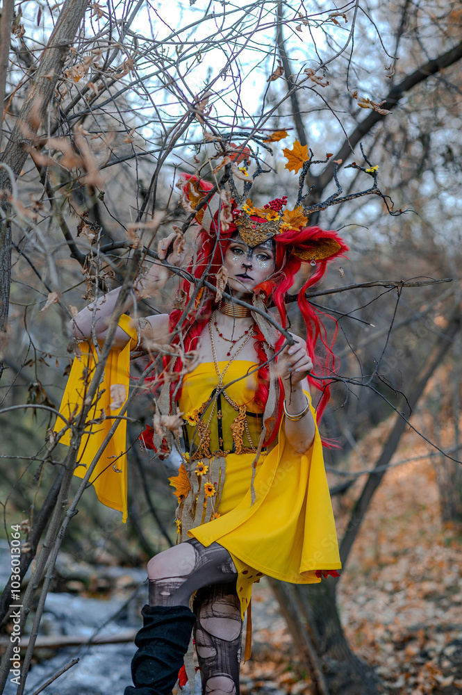 Deer girl in the autumn forest Deer girl in the autumn forest