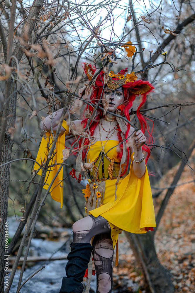 Deer girl in the autumn forest Deer girl in the autumn forest