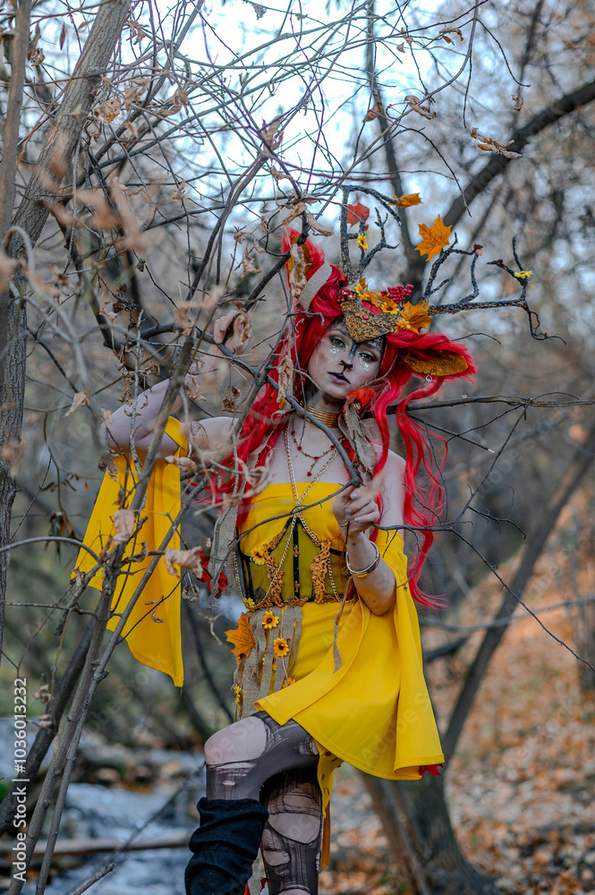 Deer girl in the autumn forest Deer girl in the autumn forest