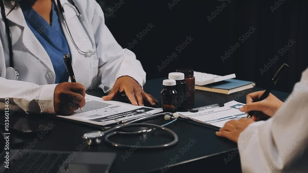 A diverse group of healthcare professionals, including doctors, nurses, and specialists, engaging in a collaborative meeting to discuss medical cases and share expertise in a hospital A diverse group of healthcare professionals, including doctors, nurses, and specialists, engaging in a collaborative meeting to discuss medical cases and share expertise in a hospital