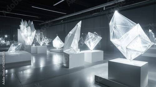 Modern Art Installation of Abstract Geometric Sculptures