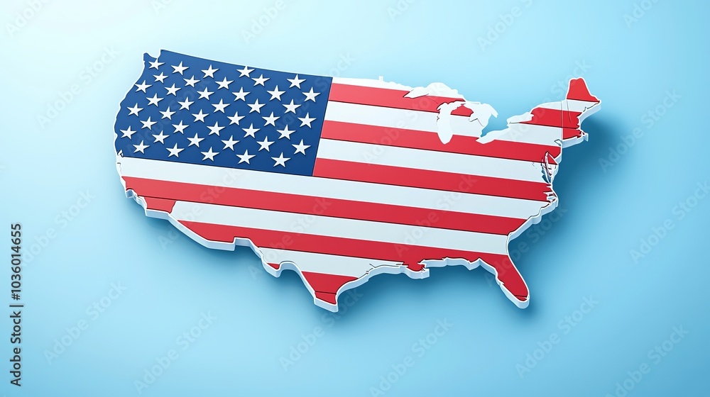 USA Map with American Flag - Travel Destination USA Map with American Flag - Travel Destination