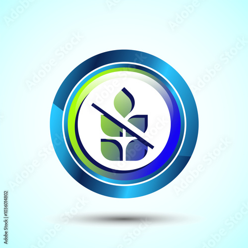 Gluten Free Icon Design Illustration, Non Gluten Food Sign For Apps And Websites, Glossy Round Button Design