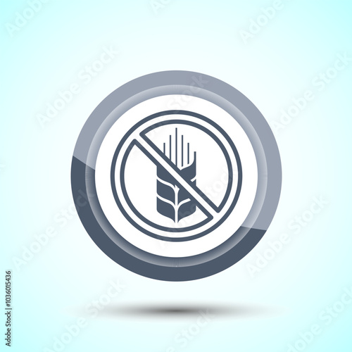 Gluten Free Icon Design Illustration, Non Gluten Food Sign For Apps And Websites, Gray Color Button Design