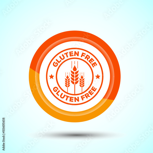 Gluten Free Icon Design Illustration, Non Gluten Food Sign For Apps And Websites, Orange Color Button Design