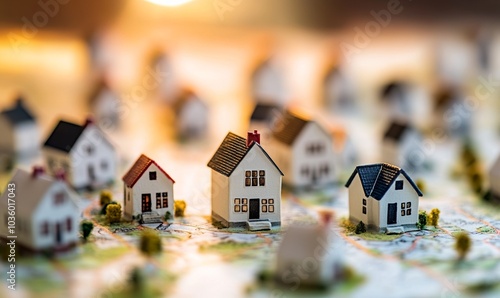 Wallpaper Mural Real estate property concept using miniature white houses Torontodigital.ca