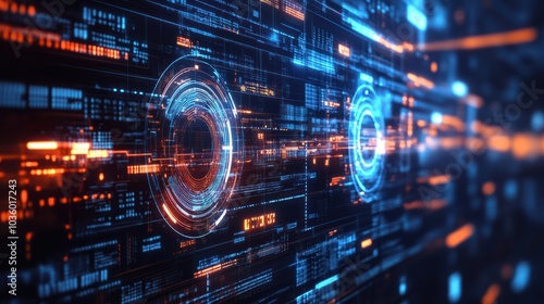 Futuristic Digital Cybersecurity Shield Protecting Tech Data Network