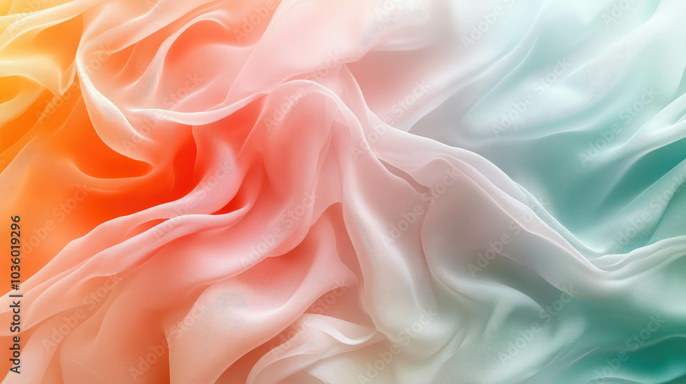 Soft Pastel Gradient Chiffon Fabric with Flowing Waves Soft Pastel Gradient Chiffon Fabric with Flowing Waves