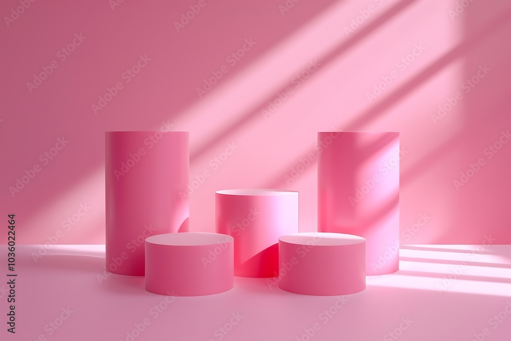 a pink podium with a circle on the wall a pink podium with a circle on the wall