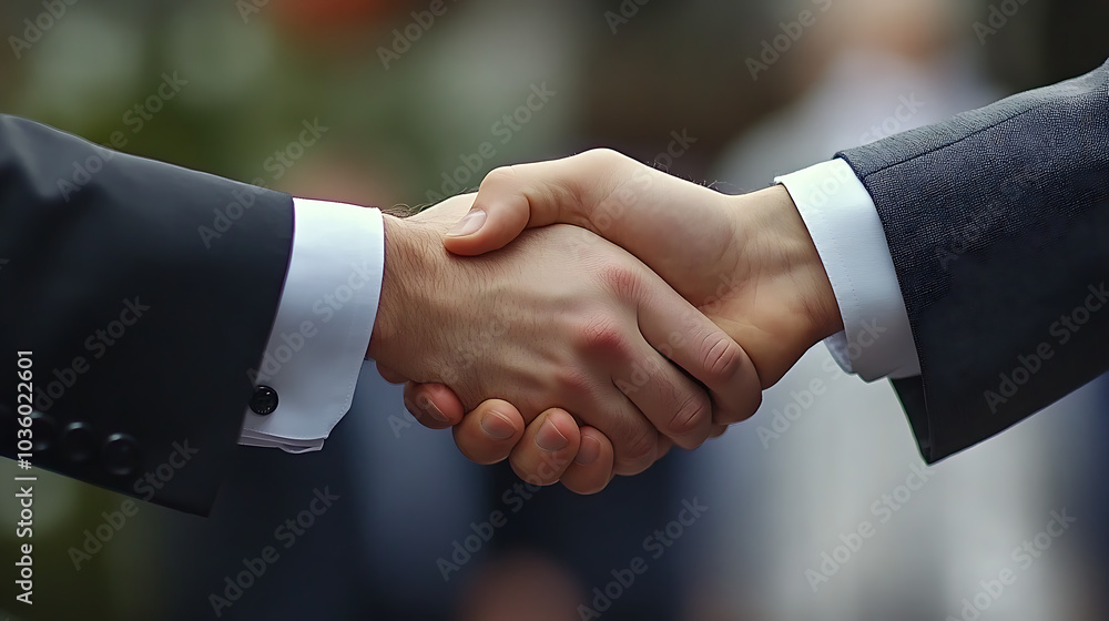 Two men shaking hands in a business setting Two men shaking hands in a business setting