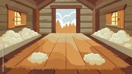 The cottages rustic wooden floors are covered with soft plush rugs in neutral tones creating a warm and inviting space.