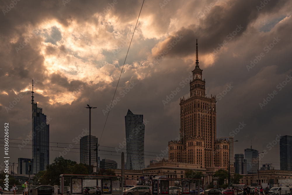 Obraz premium Warszawa , Pałac Kultury i Nauki, centrum