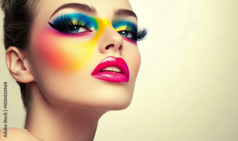 Beauty woman with bright color makeup Beauty woman with bright color makeup