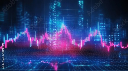 abstract, stock market chart lines financial graph on technology, clipart, at an angle