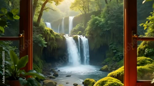 waterfall and rainbow