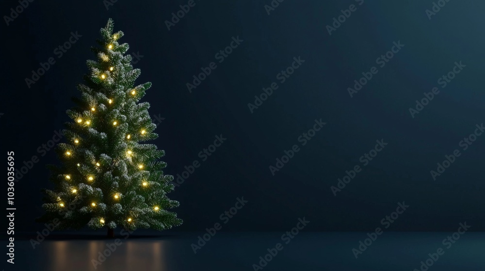 A beautifully illuminated Christmas tree in a dark setting, creating a cozy and festive atmosphere. A beautifully illuminated Christmas tree in a dark setting, creating a cozy and festive atmosphere.