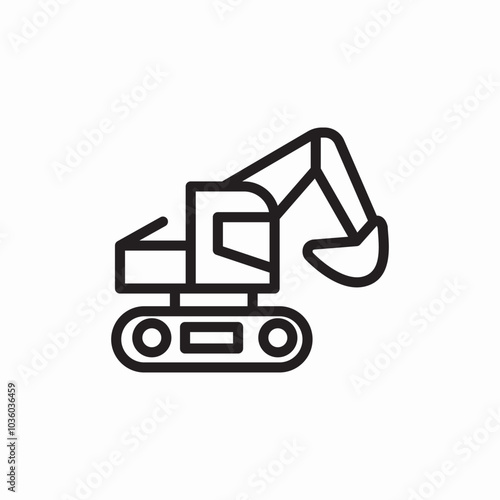 excavator construction icon sign vector