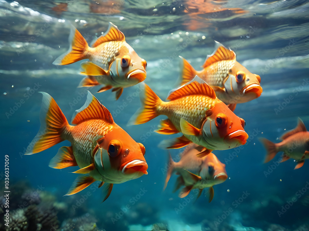 Fototapeta premium Swimming fishes in the sea