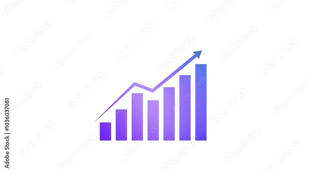 Abstract business graph upward trend animation on black background Abstract business graph upward trend animation on black background