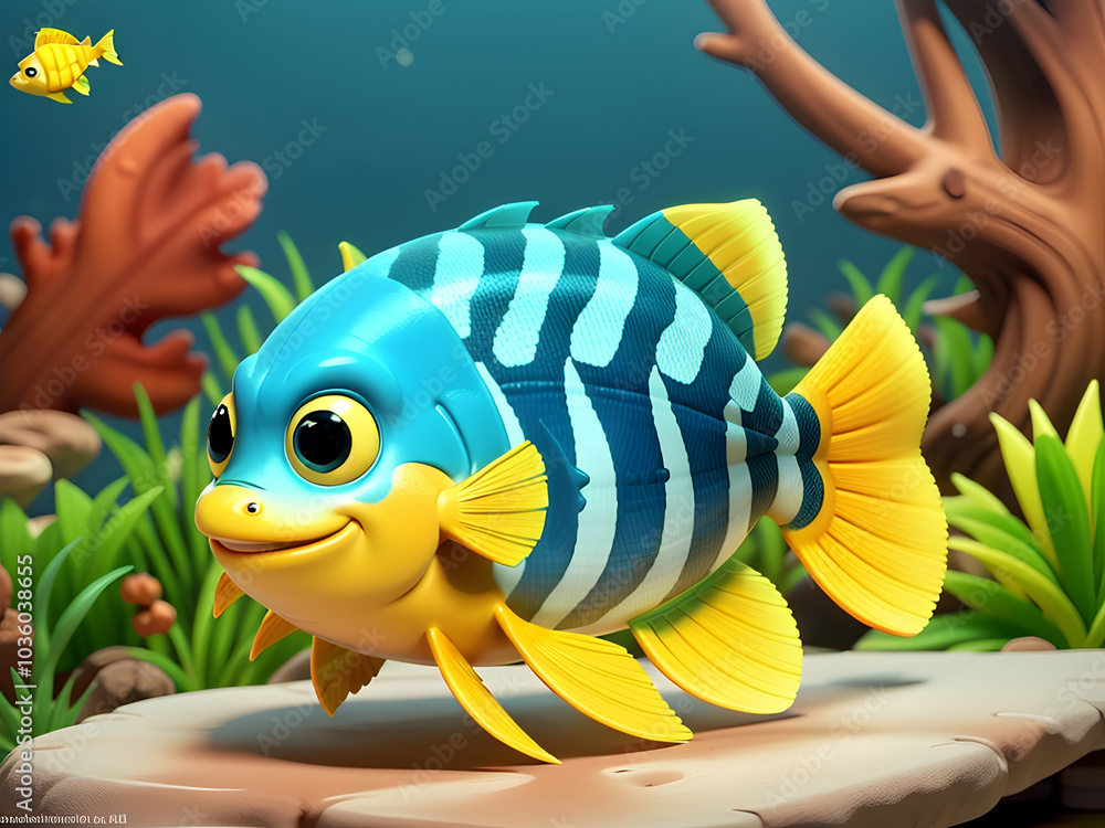 Funny cute fish cartoon character Funny cute fish cartoon character