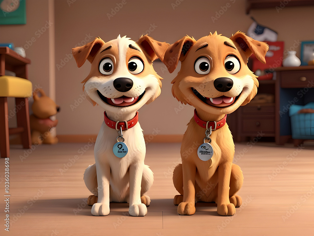 Funny cute dogs cartoon character Funny cute dogs cartoon character