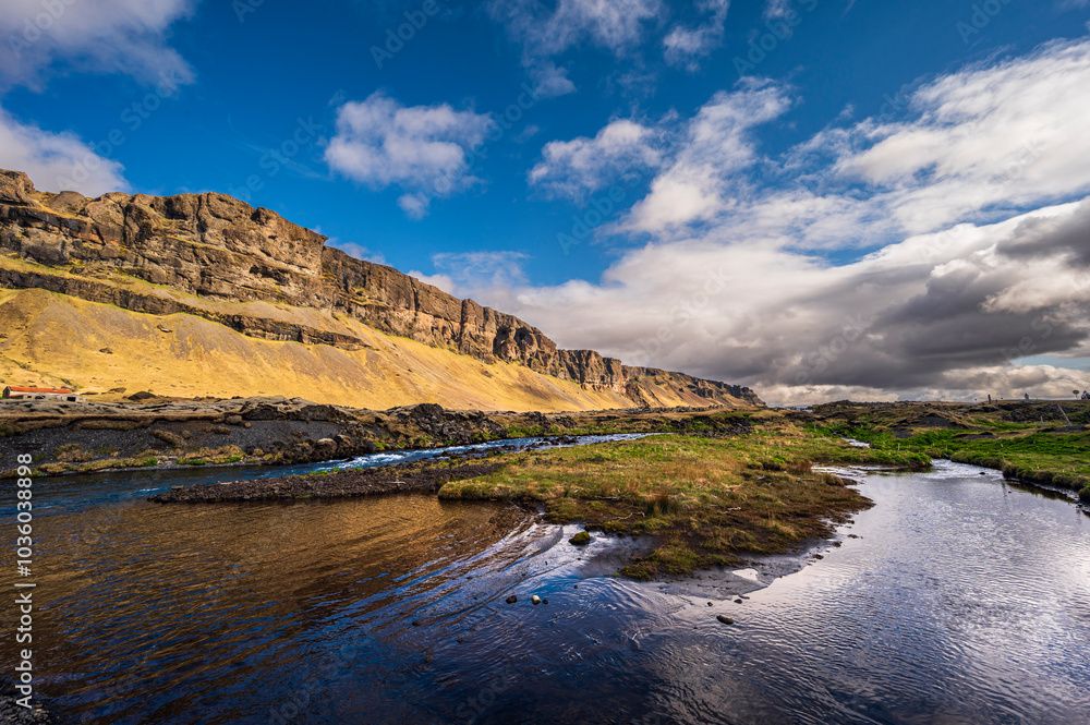 Obraz premium nature sceneries ai the area surrounding the village of Vik, iceland