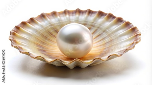 Big white pearl is resting on a beautiful iridescent mother of pearl shell